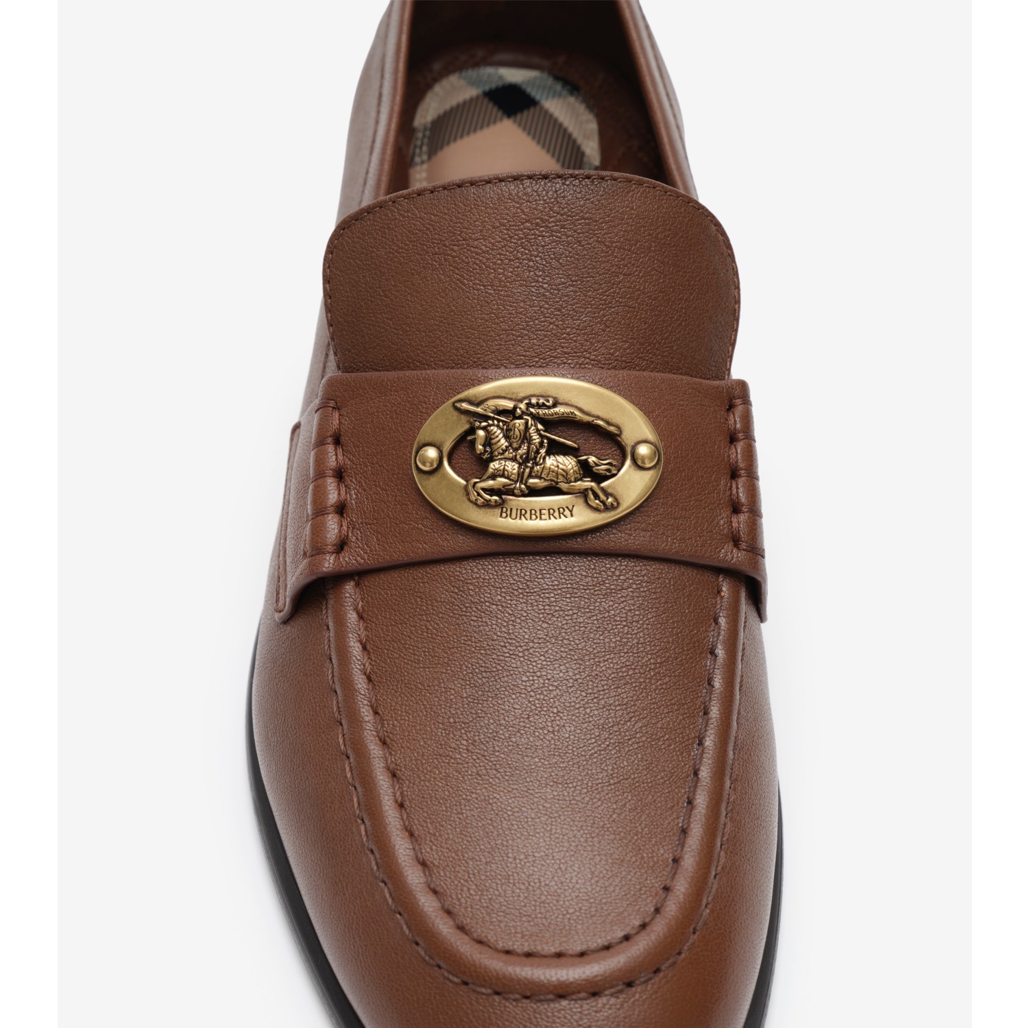 Leather Opal Loafers in Tobacco brown - Women | Burberry® Official