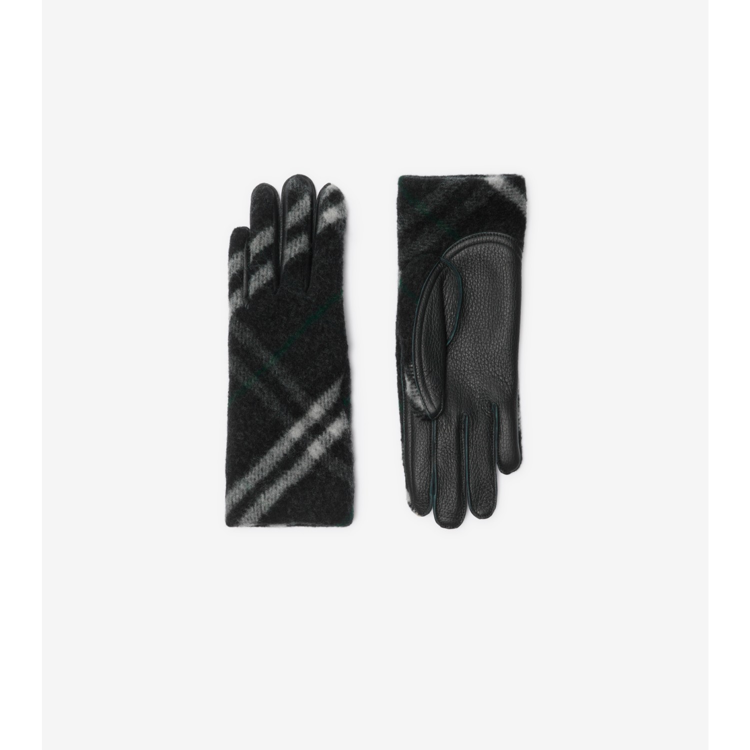 Check Wool Gloves in Charcoal Women Burberry Official