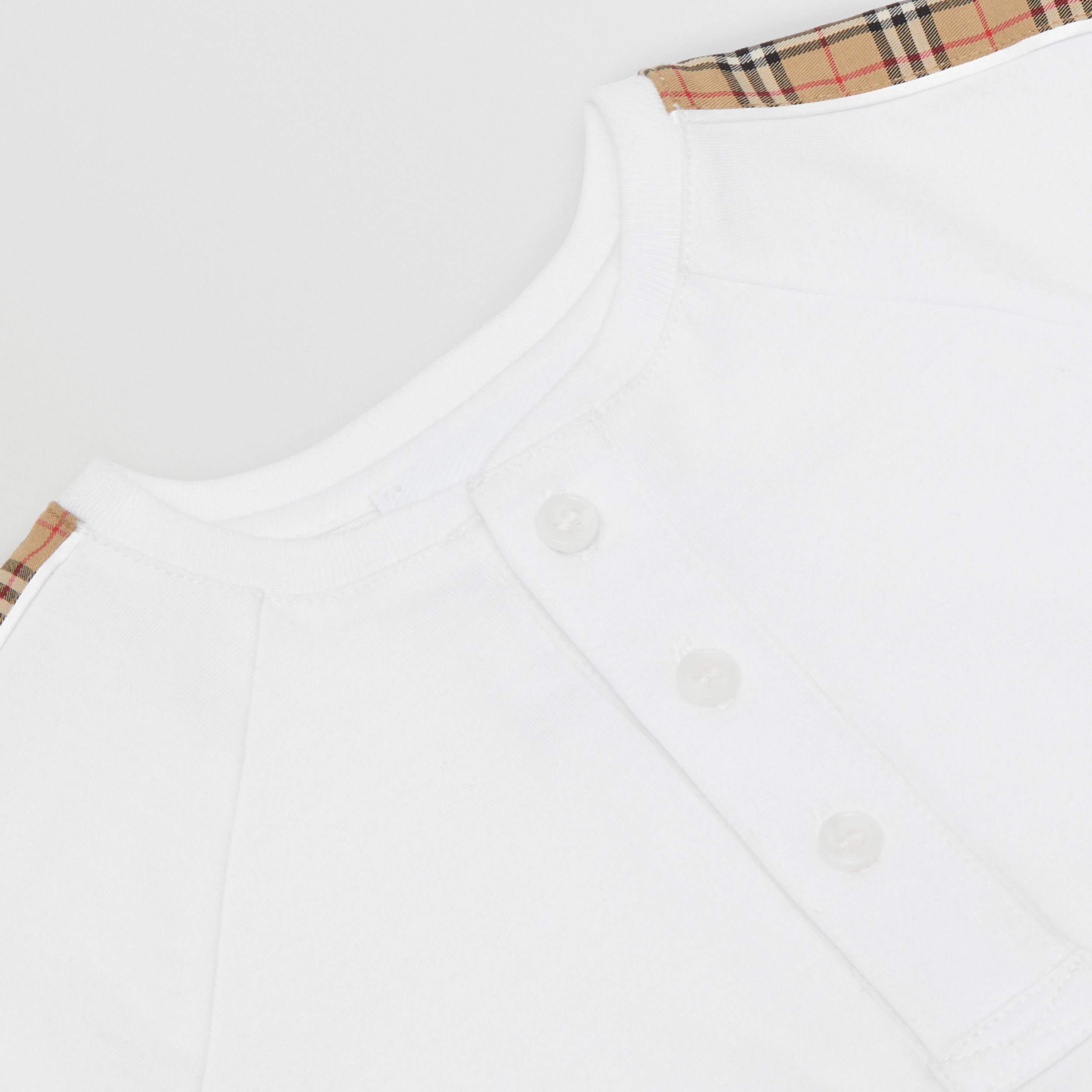 Check Trim Cotton Bodysuit in White - Children | Burberry® Official - 2