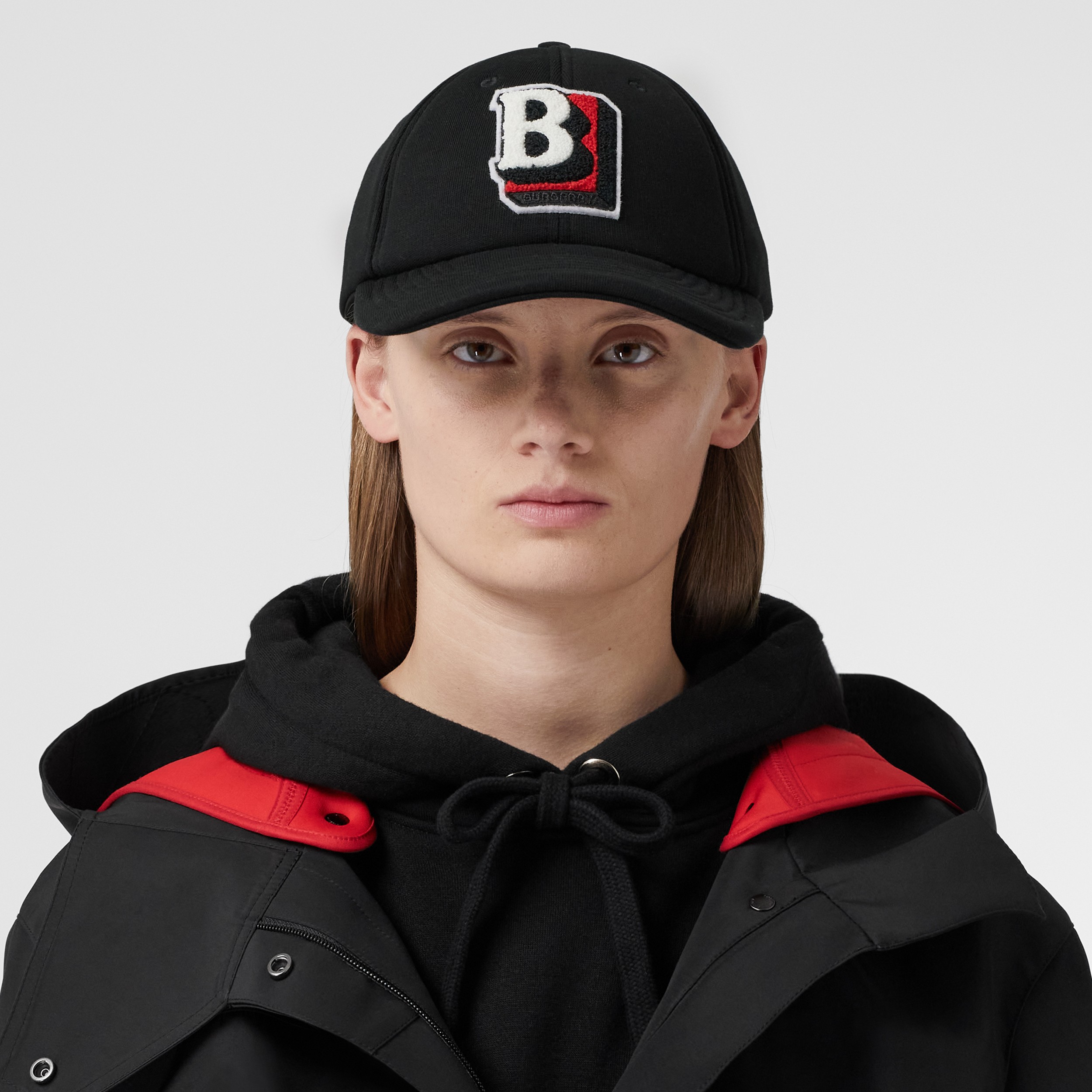 字母图案棉质棒球帽 (黑色 / 红色) | Burberry® 博柏利官网 - 3