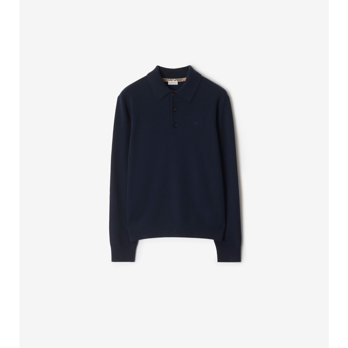  Embroidered Long-sleeve Cashmere Blend Polo Shirt
