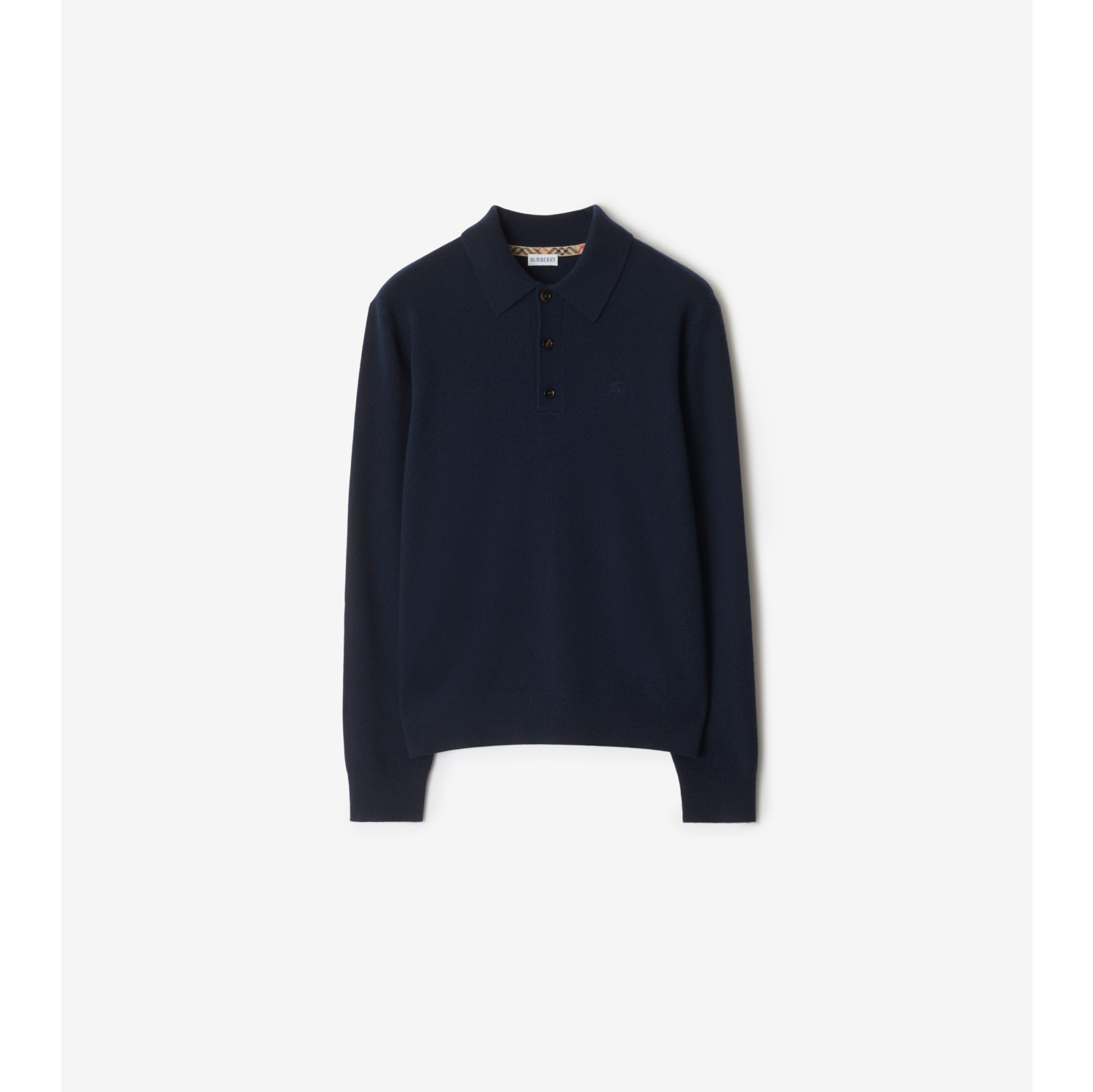 Langärmeliges Kaschmirmisch-Poloshirt