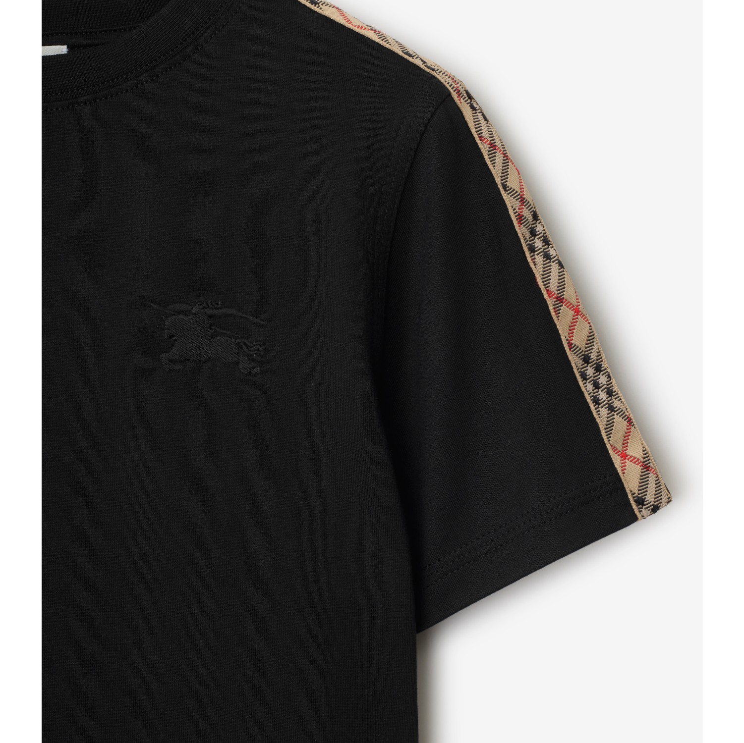 Check Trim Cotton T-shirt