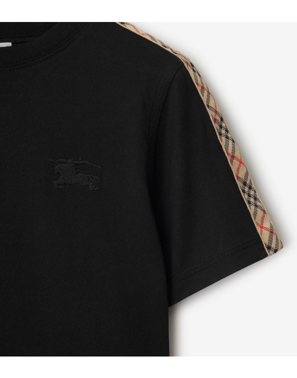 T-shirt in cotone con finiture Check