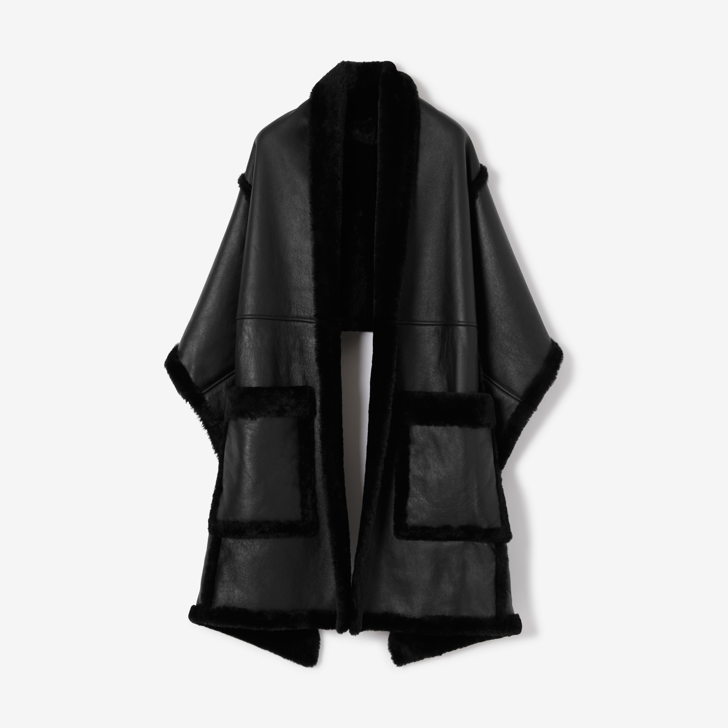 Shearling Cape in Black | Burberry® Official - 1