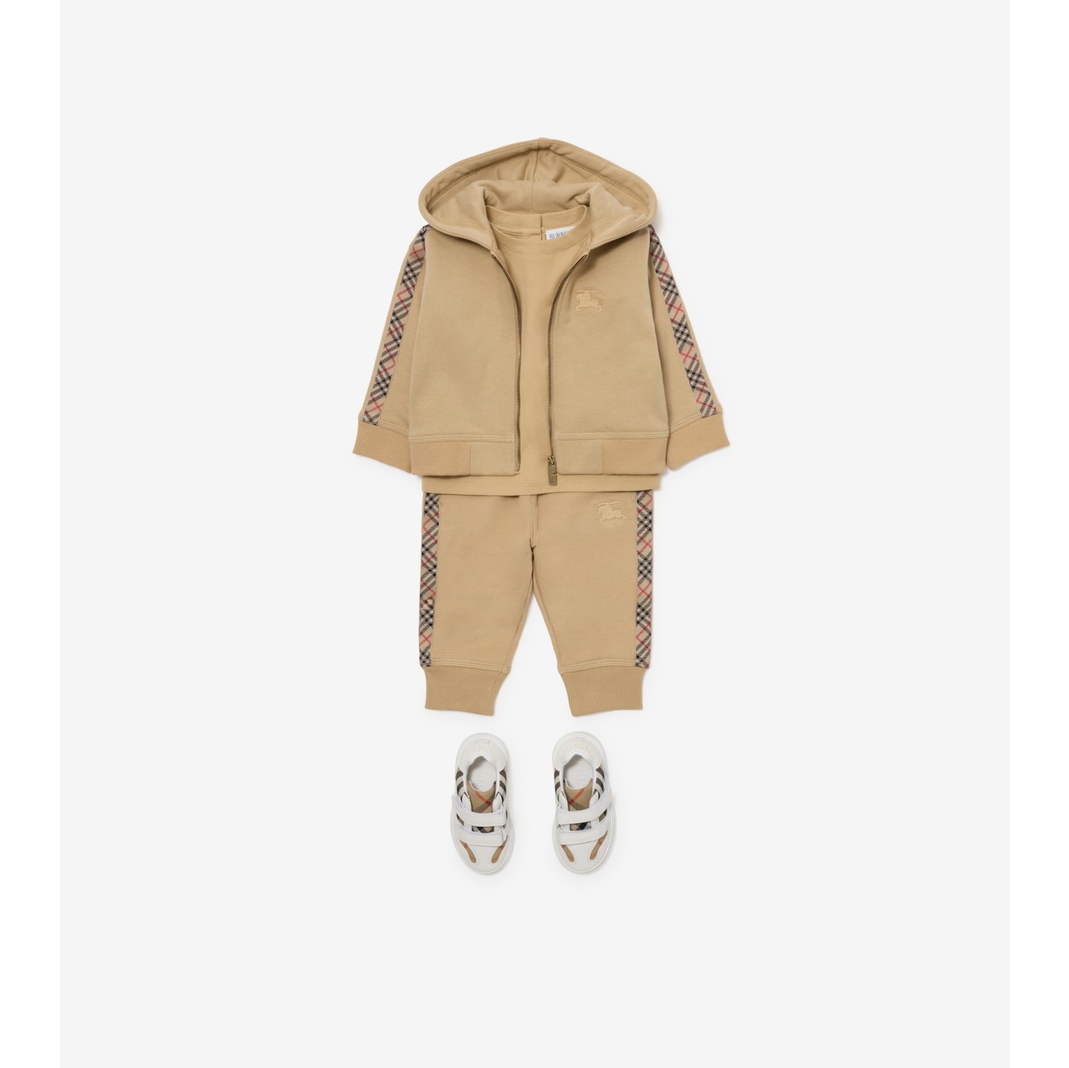 Check Trim Cotton Jogging Pants