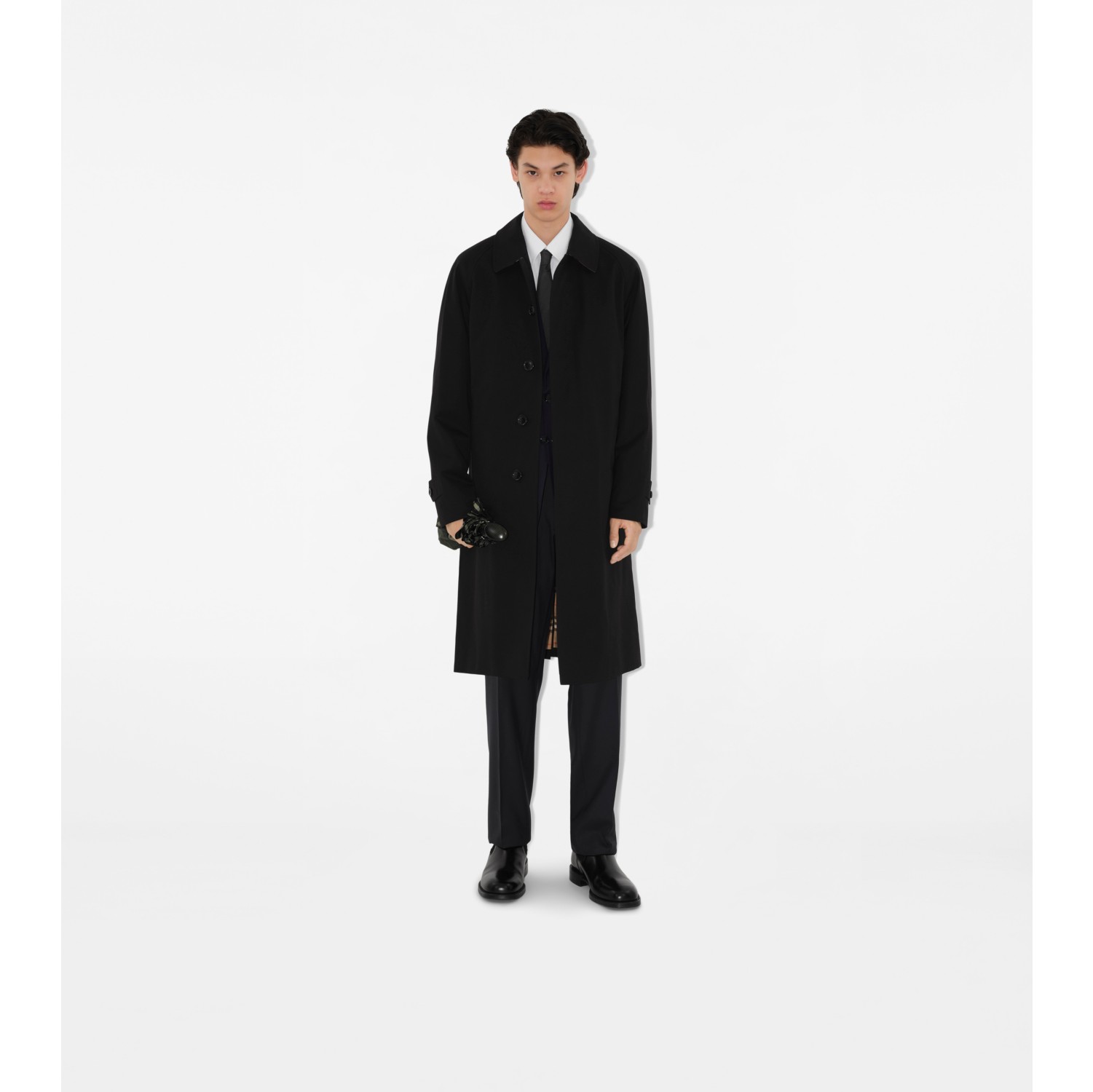 Long Camden Heritage Car Coat in Black Men Burberry Official