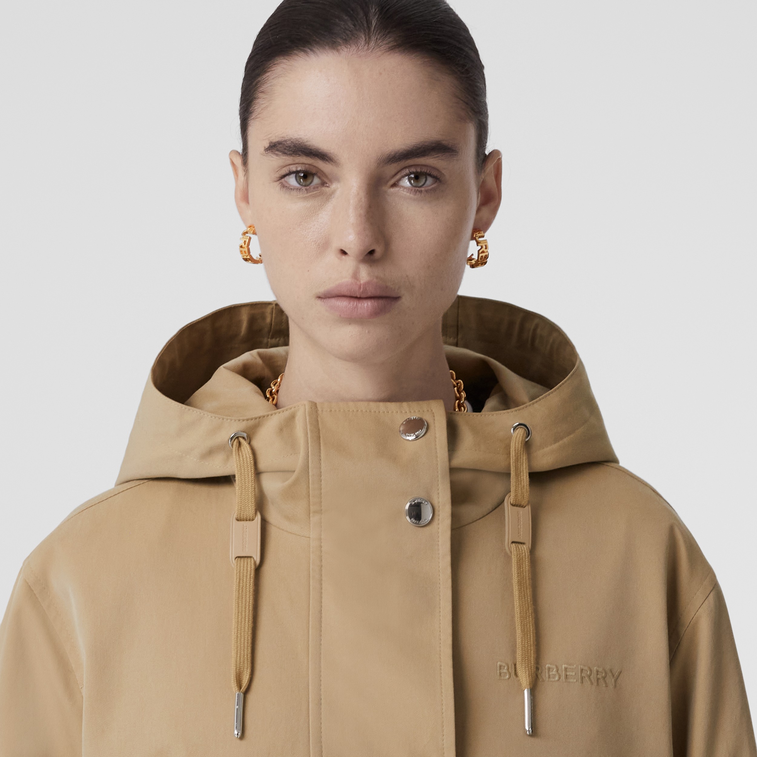Tropical Gabardine Hooded Jacket in Honey - Women | Burberry® Official - 2