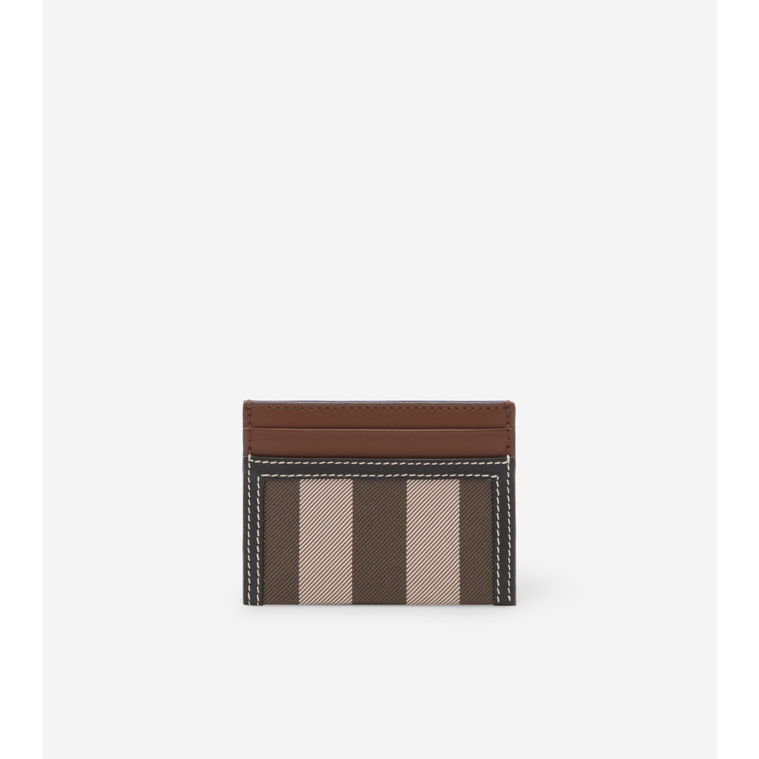 Checked Leather Card Case in Black - Burberry