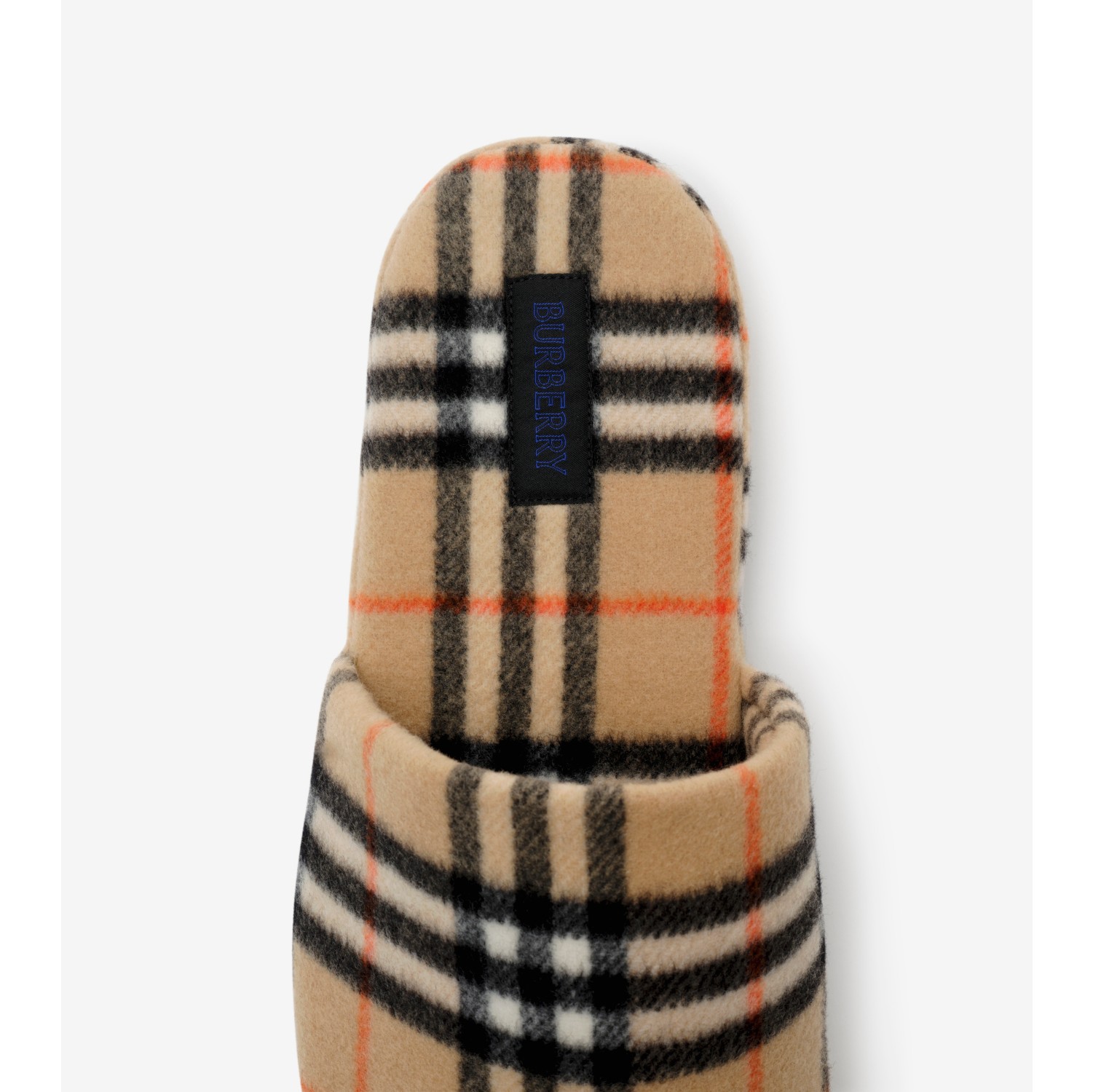 Check Wool Blend Slippers in Sand beige - Men | Burberry® Official