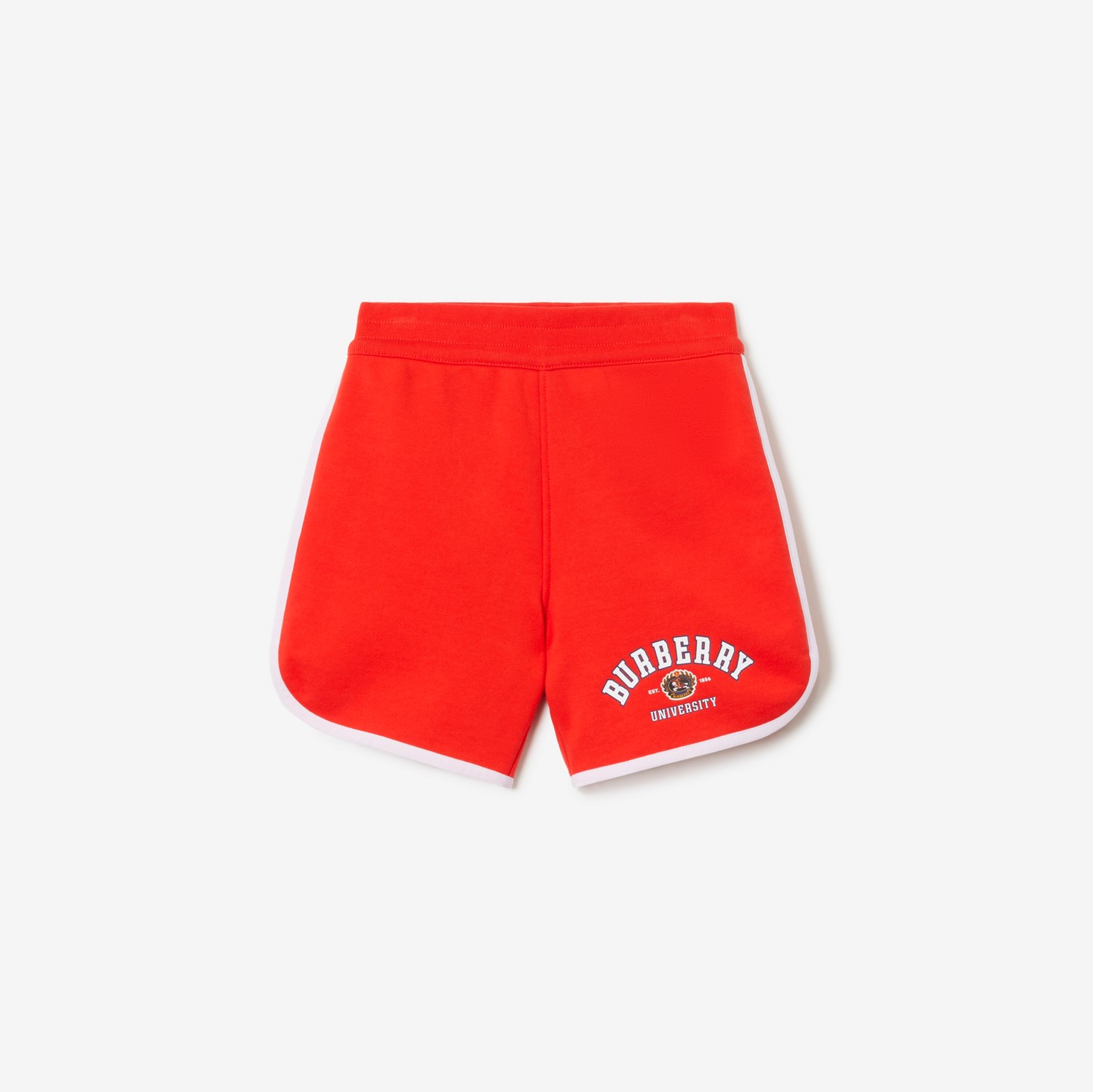 学院风图案棉质短裤 (亮红色) | Burberry® 博柏利官网