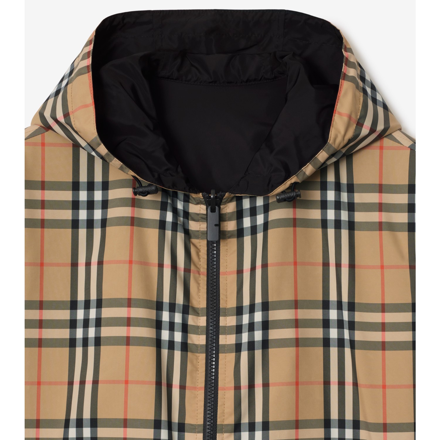 リバーシブル チェック フーデッドジャケット (サンドベージュ
