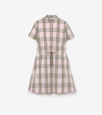 Check Cotton Dress in Mallow pink - Women | Burberry® Official