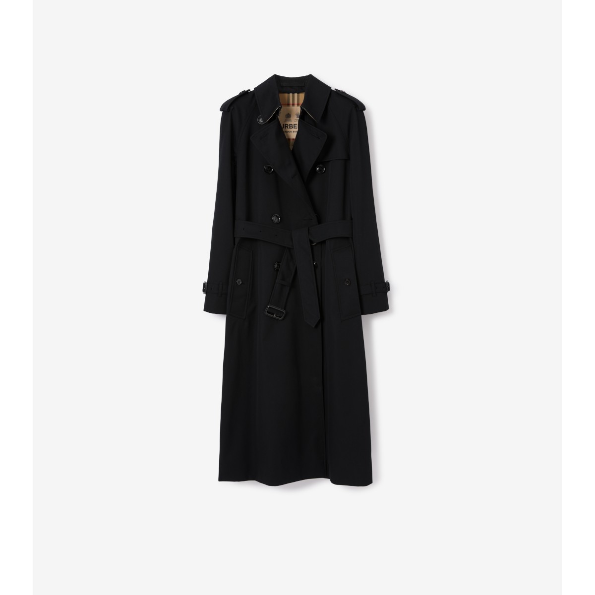 Burberry Long Waterloo Heritage Trench Coat In Black