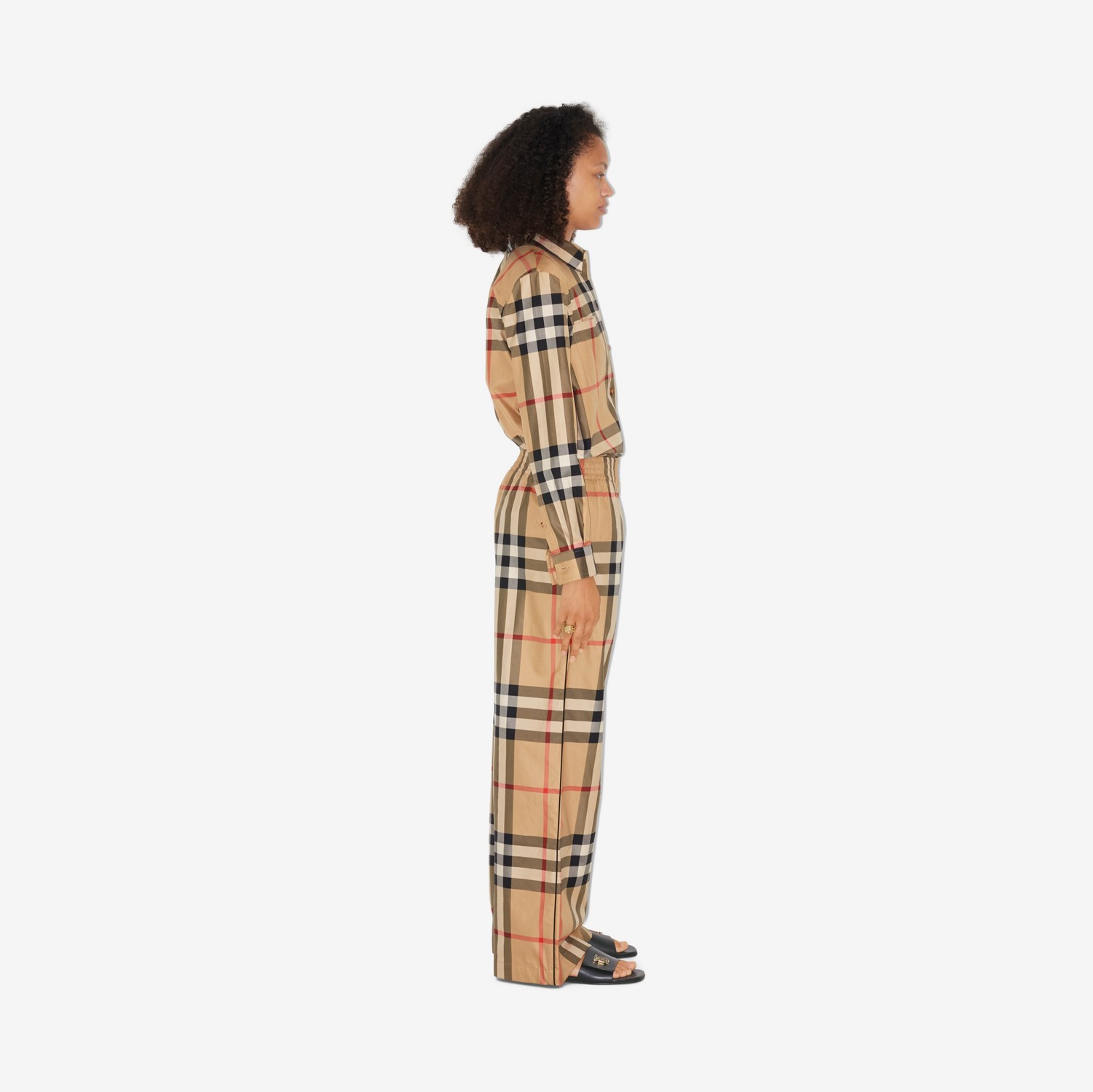 Pantaloni in twill di cotone Check (Beige Archivio) - Donna | Sito ufficiale Burberry®