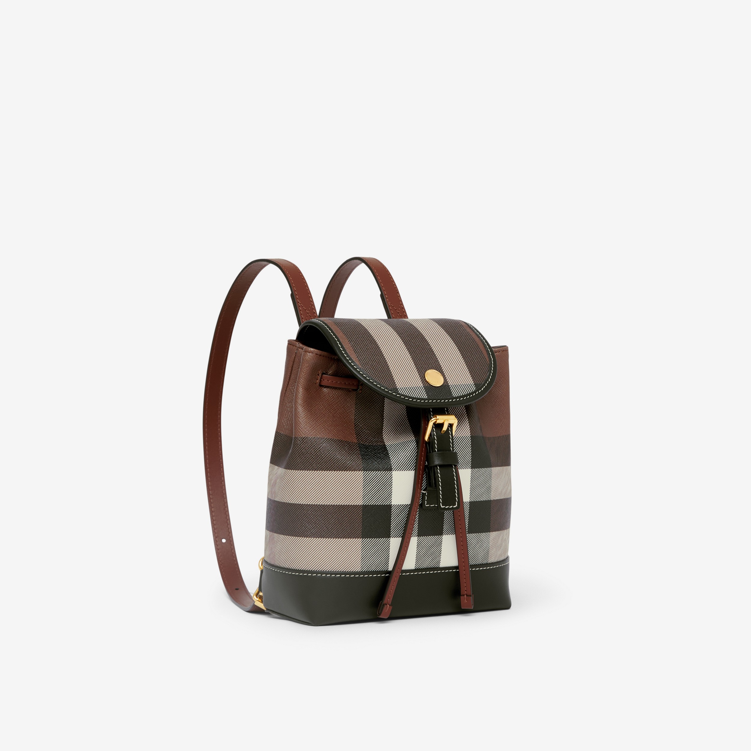 Check and Leather Micro Backpack in Dark Birch Brown - Women | Burberry® Official - 2