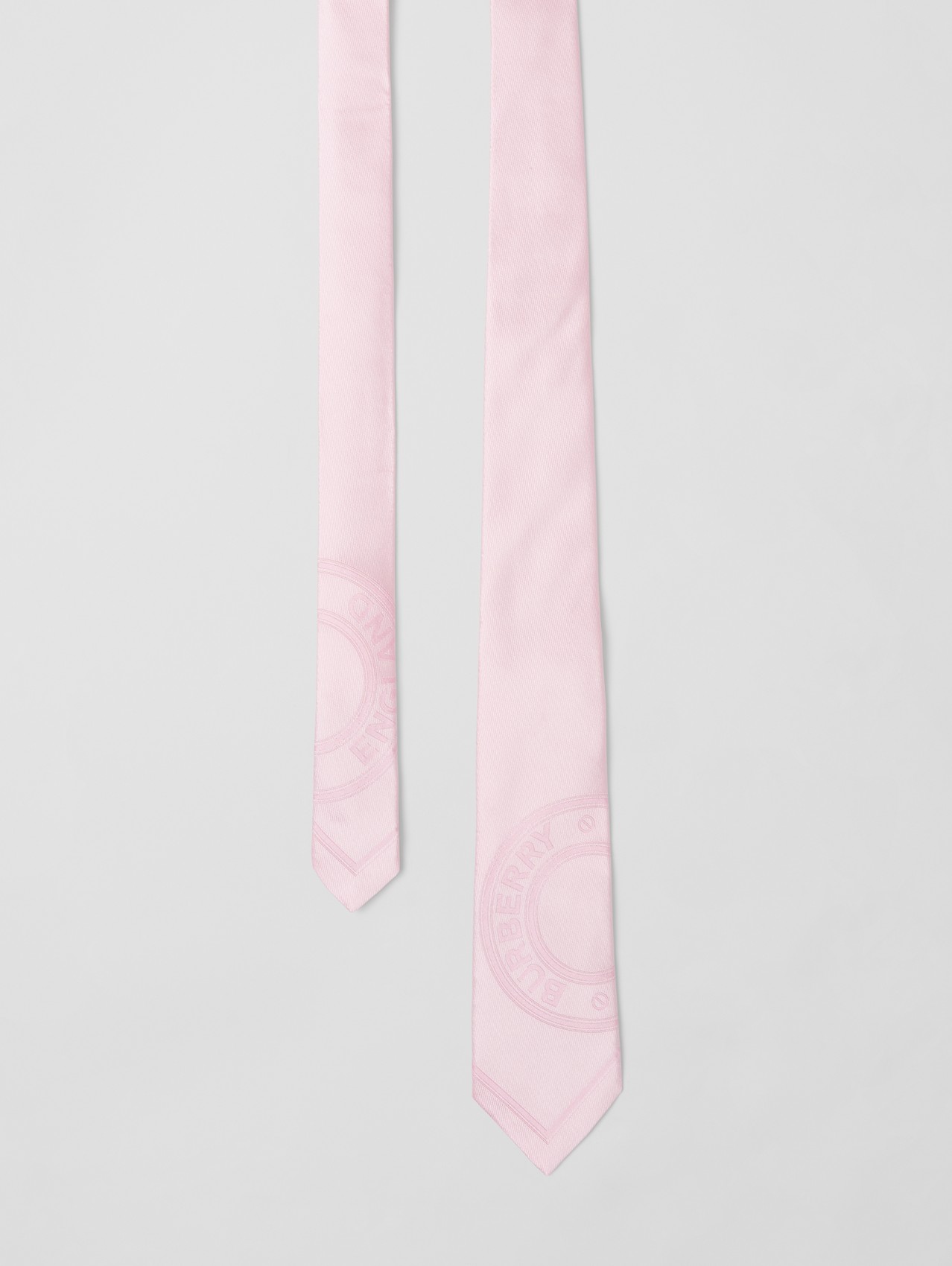 Corbata de pala moderna en seda con logotipo gráfico en jacquard (Rosa Pálido)