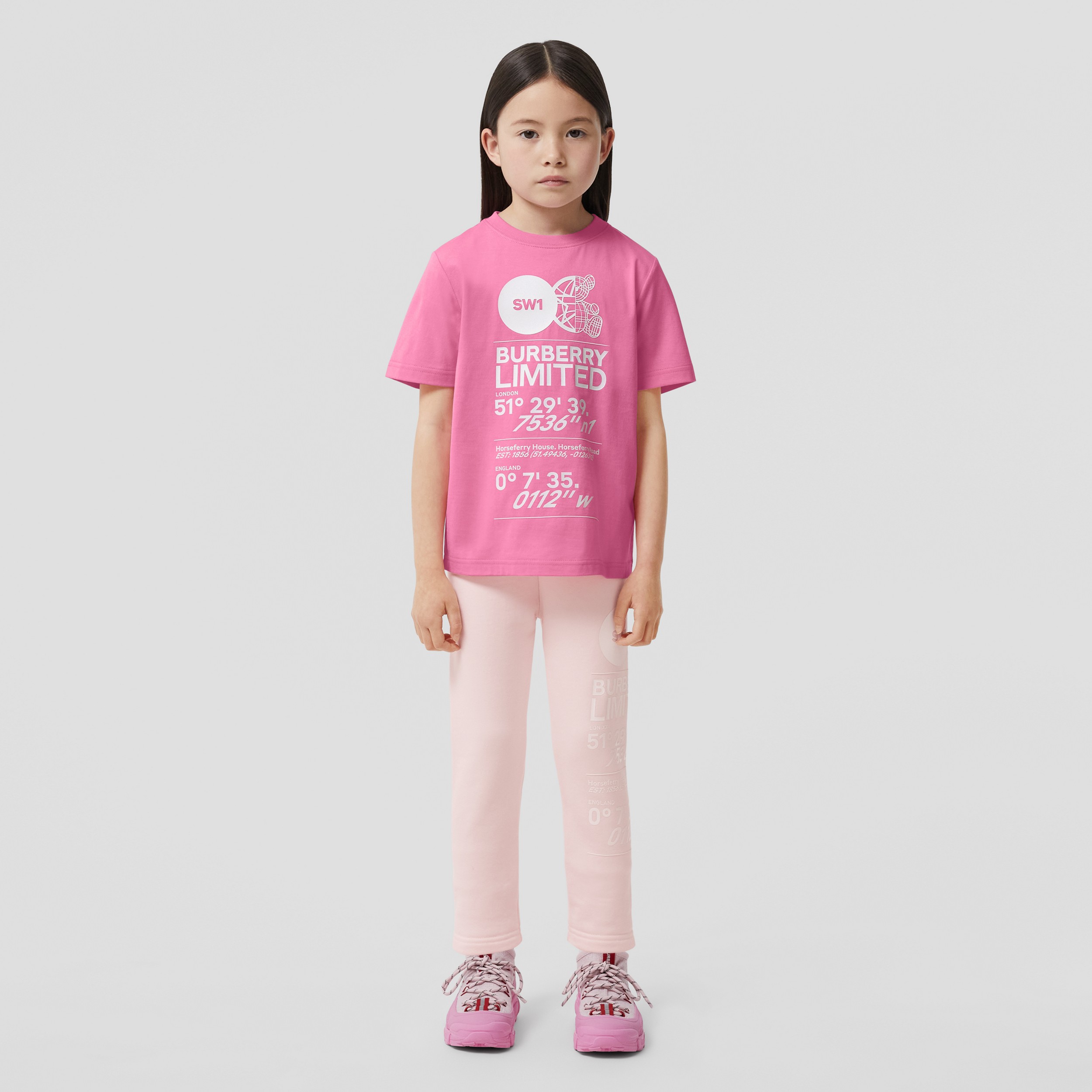 Montage Print Cotton T-shirt in Bubblegum Pink | Burberry® Official - 3