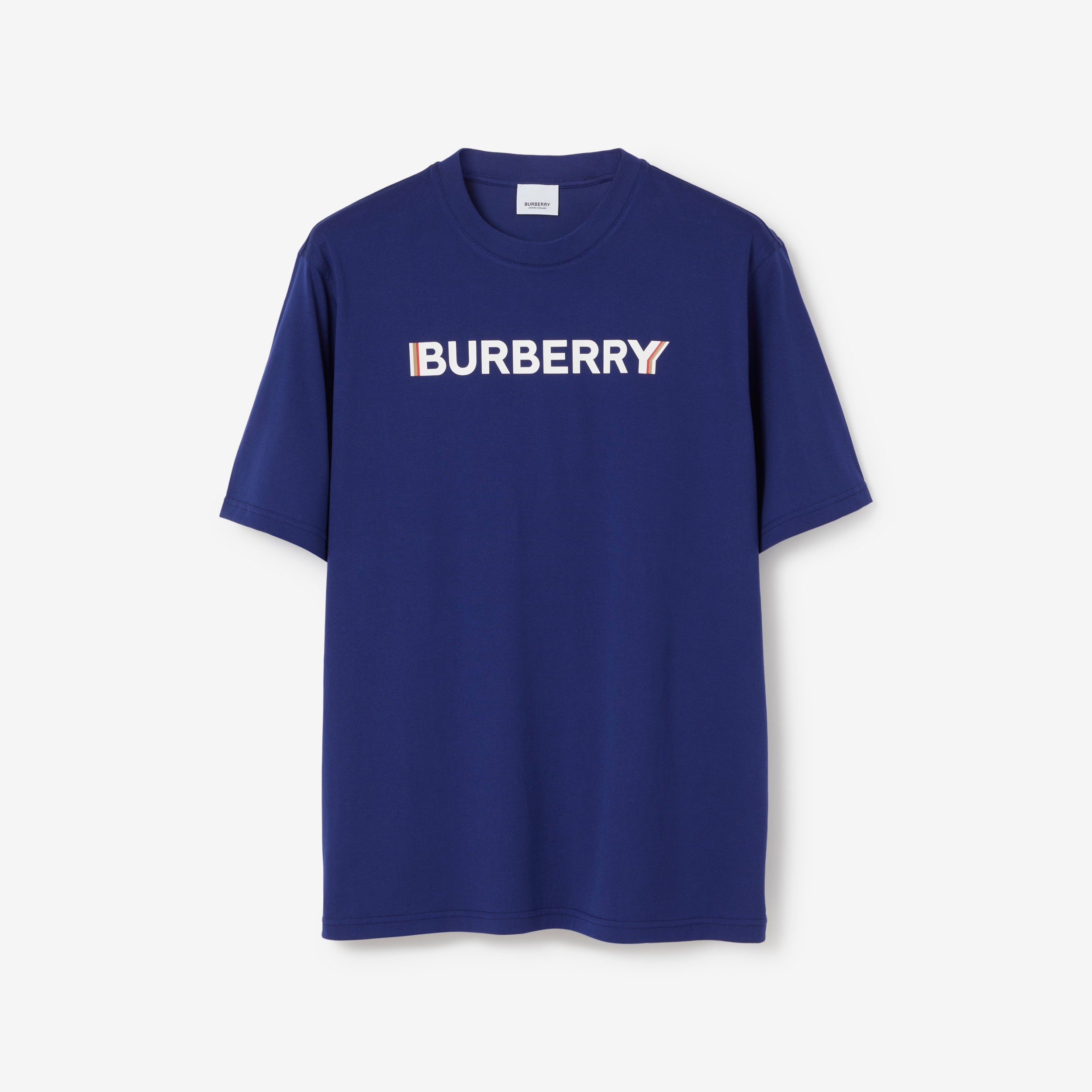 Logo Print Cotton T-shirt in Bright Blue - Men | Burberry® Official