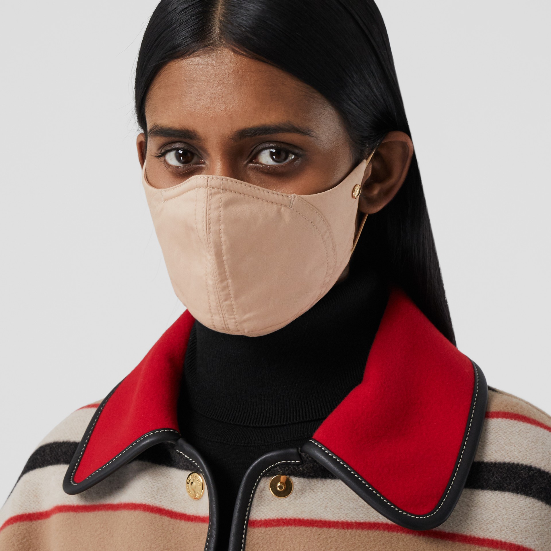 Logo Detail Cotton Face Mask in Soft Fawn | Burberry