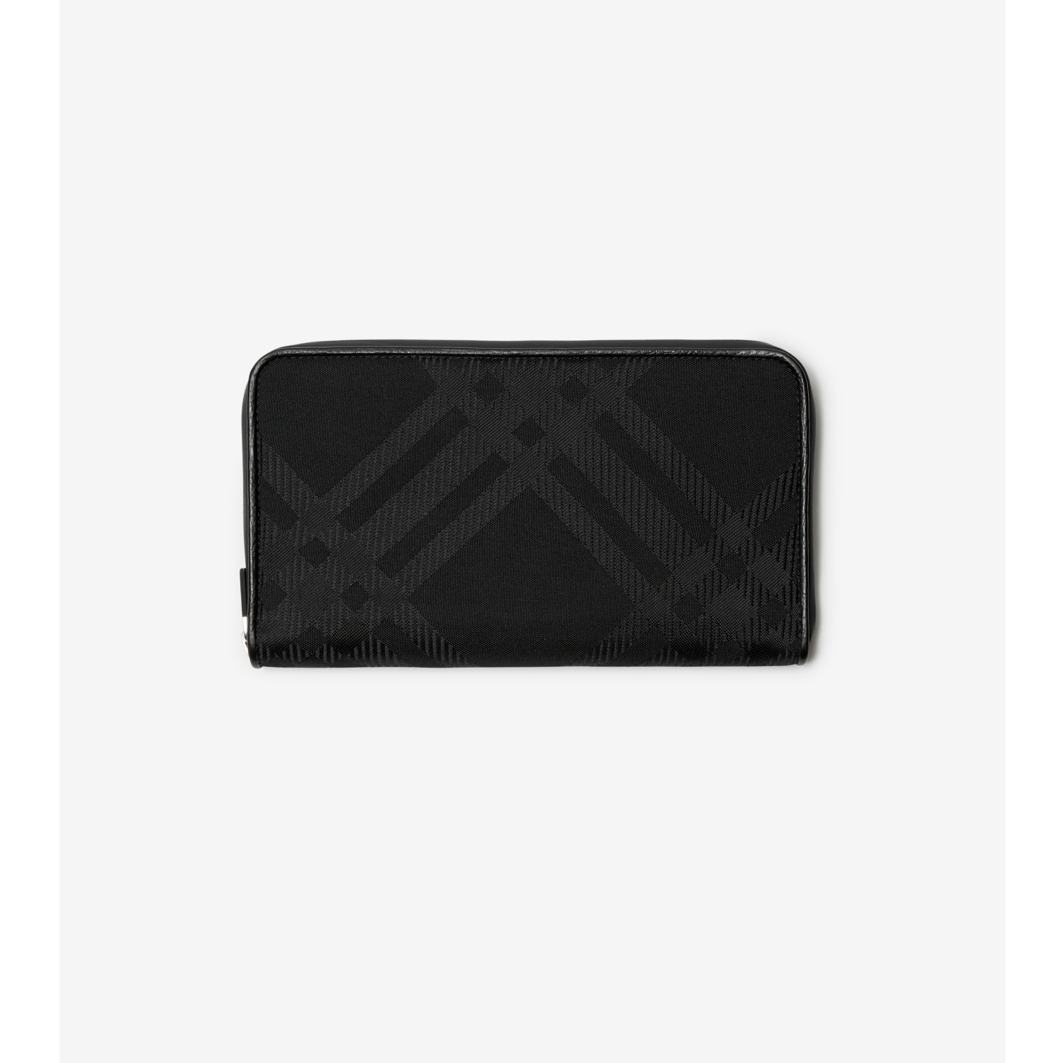 Check Jacquard Large Zip Wallet in Black - Men | Burberry® Official