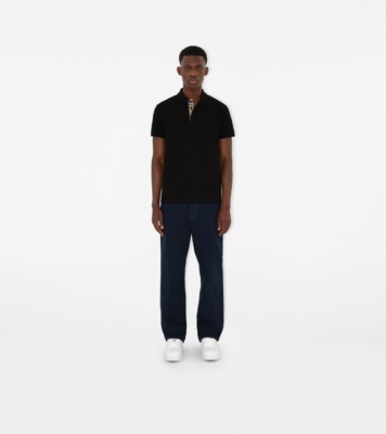 Men's black burberry polo shirt online