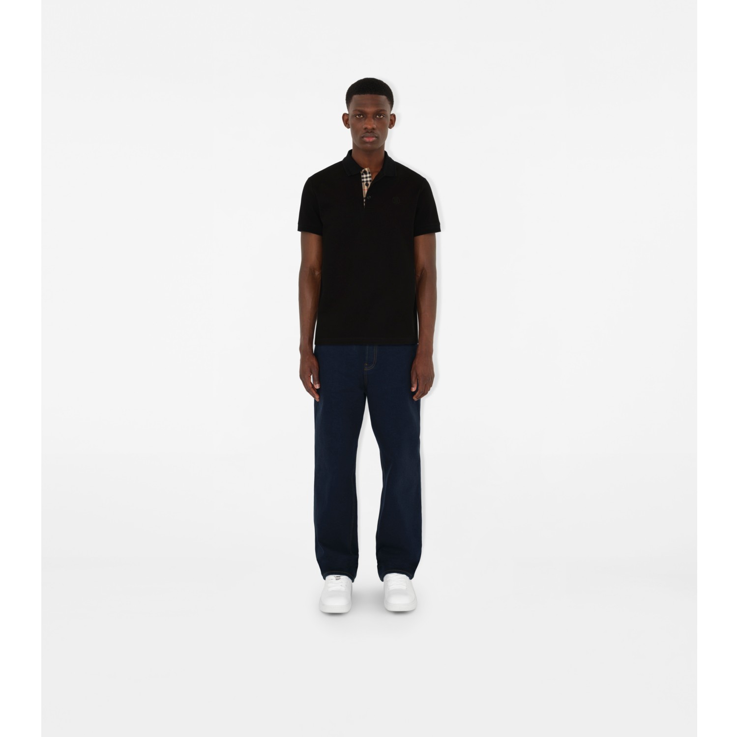 Cotton Polo Shirt in Black Men Burberry Official