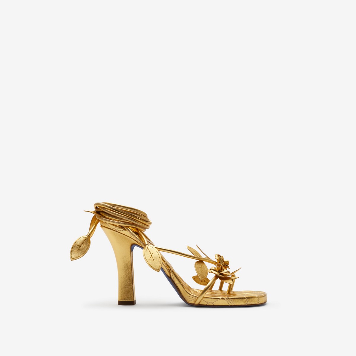 Burberry Leather Ivy Flora Heeled Sandals In White