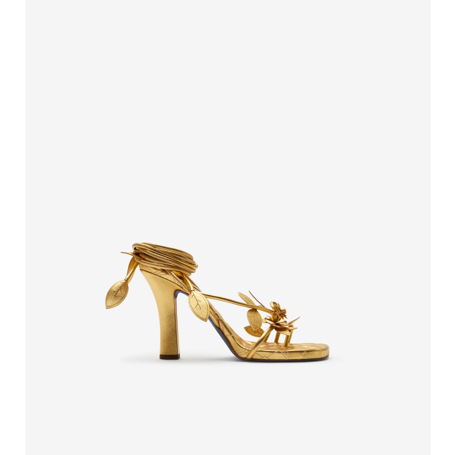 Leather Ivy Flora Heeled Sandals in Gold - Women | Burberry® Official