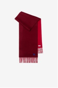 Burberry Cashmere Scarf in Rust, with Blue EKD detailing 