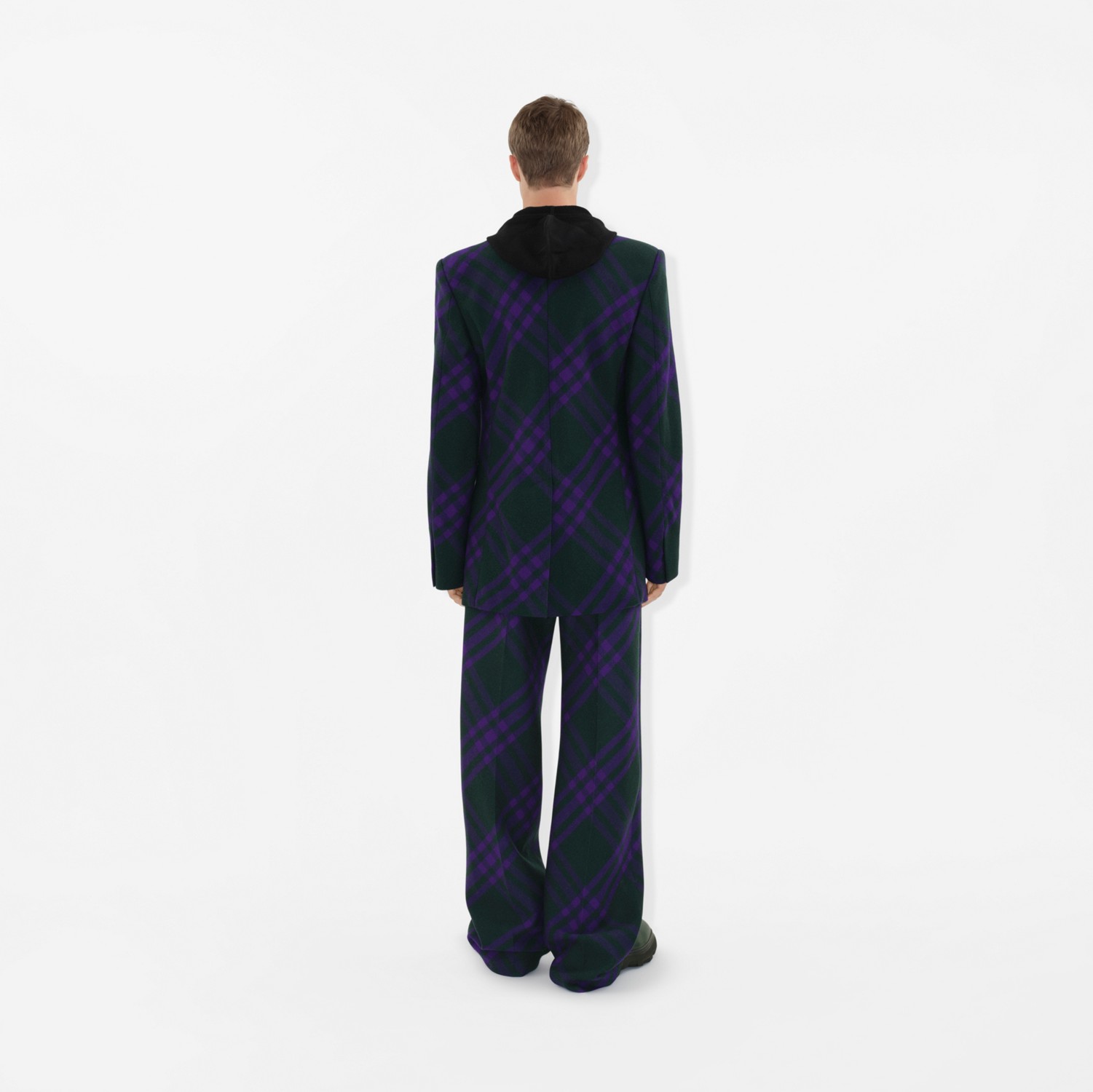 格纹羊毛长裤 (深皇室紫) - 男士 | Burberry® 博柏利官网