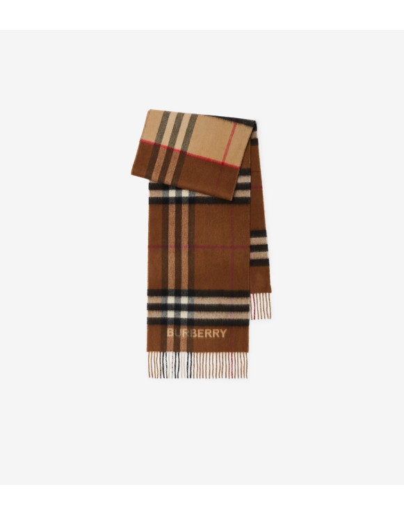 Contrast Check Cashmere Scarf