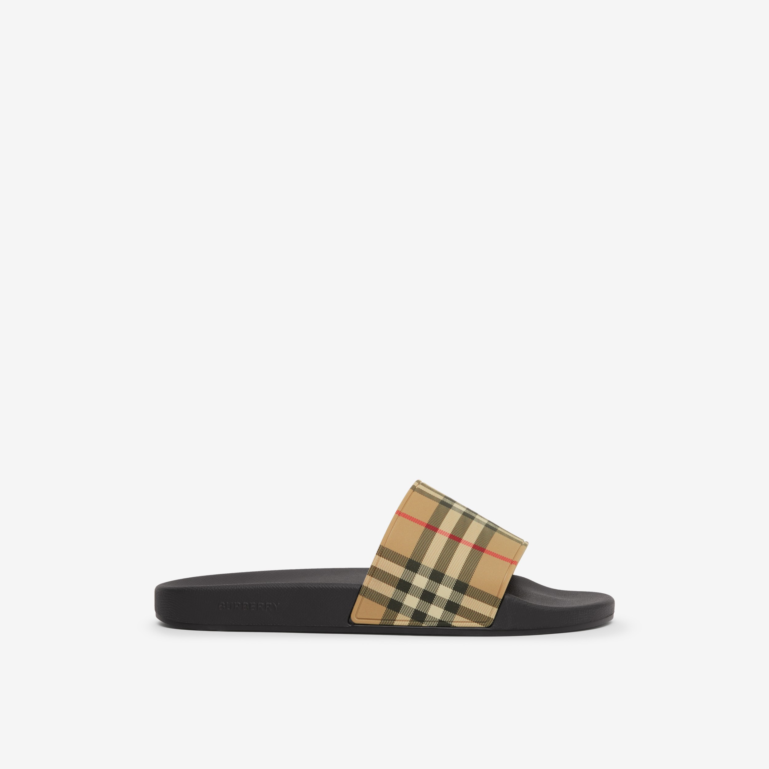 Vintage Check Print Slides in Archive Beige - Men | Burberry® Official - 1