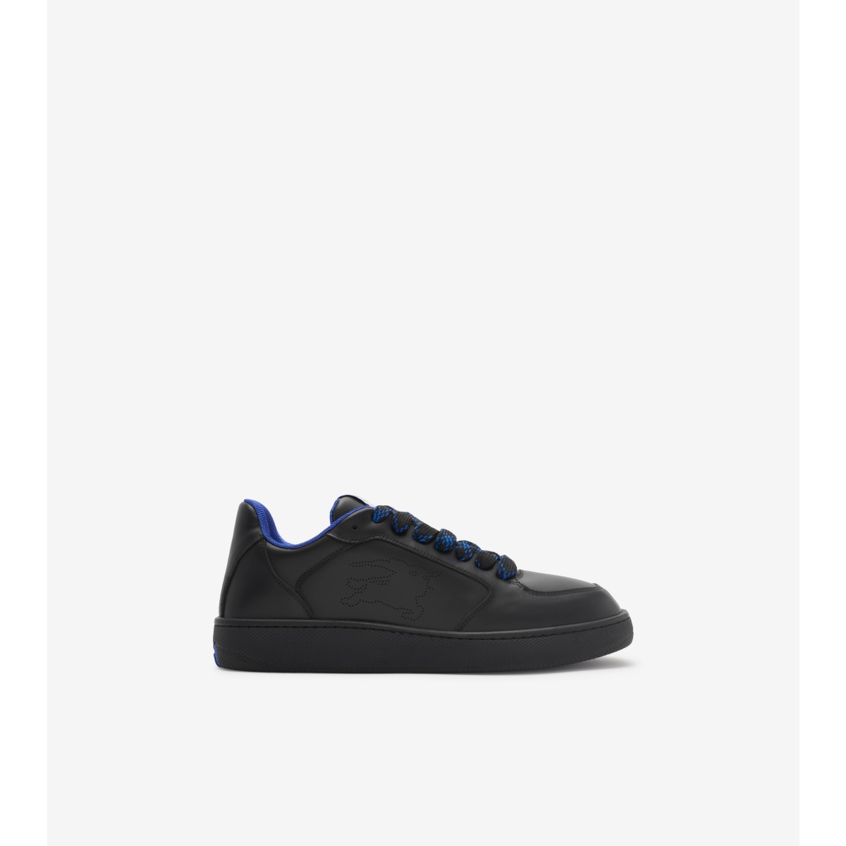 Shop Burberry Leather Stock Sneakers In Black