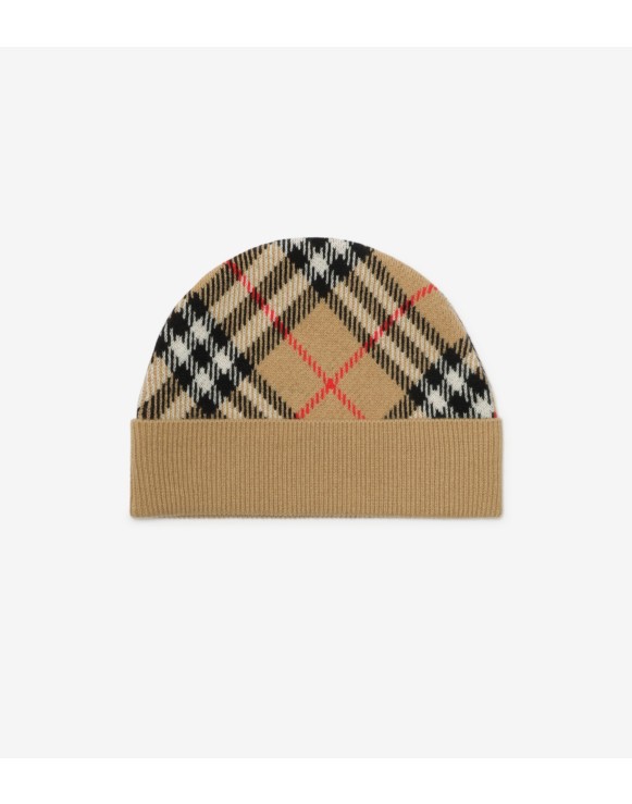 Check Wool Cashmere Beanie