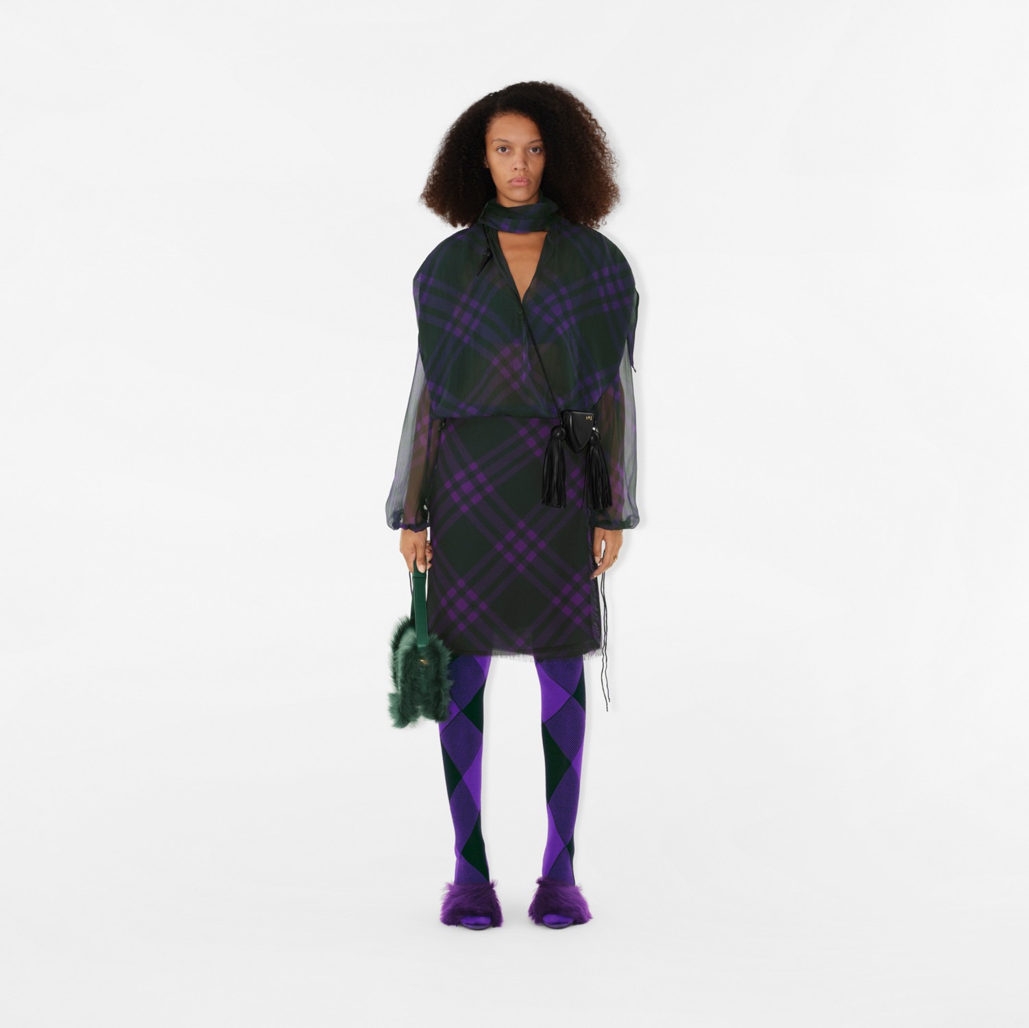 Falda escocesa en seda a cuadros (Royal) - Mujer | Burberry® oficial