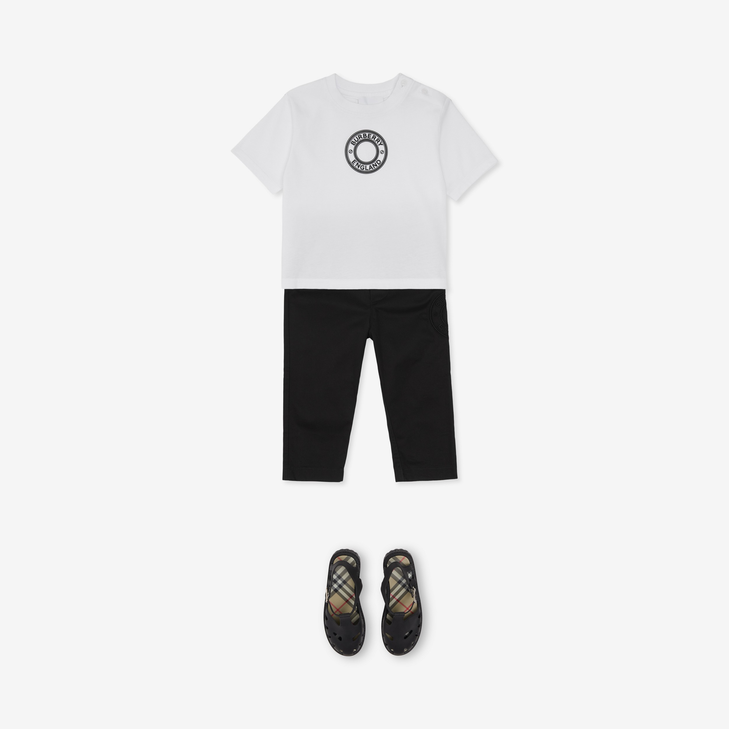 Pantalones chinos en sarga de algodón con logotipo gráfico (Negro) - Niños | Burberry® oficial - 3