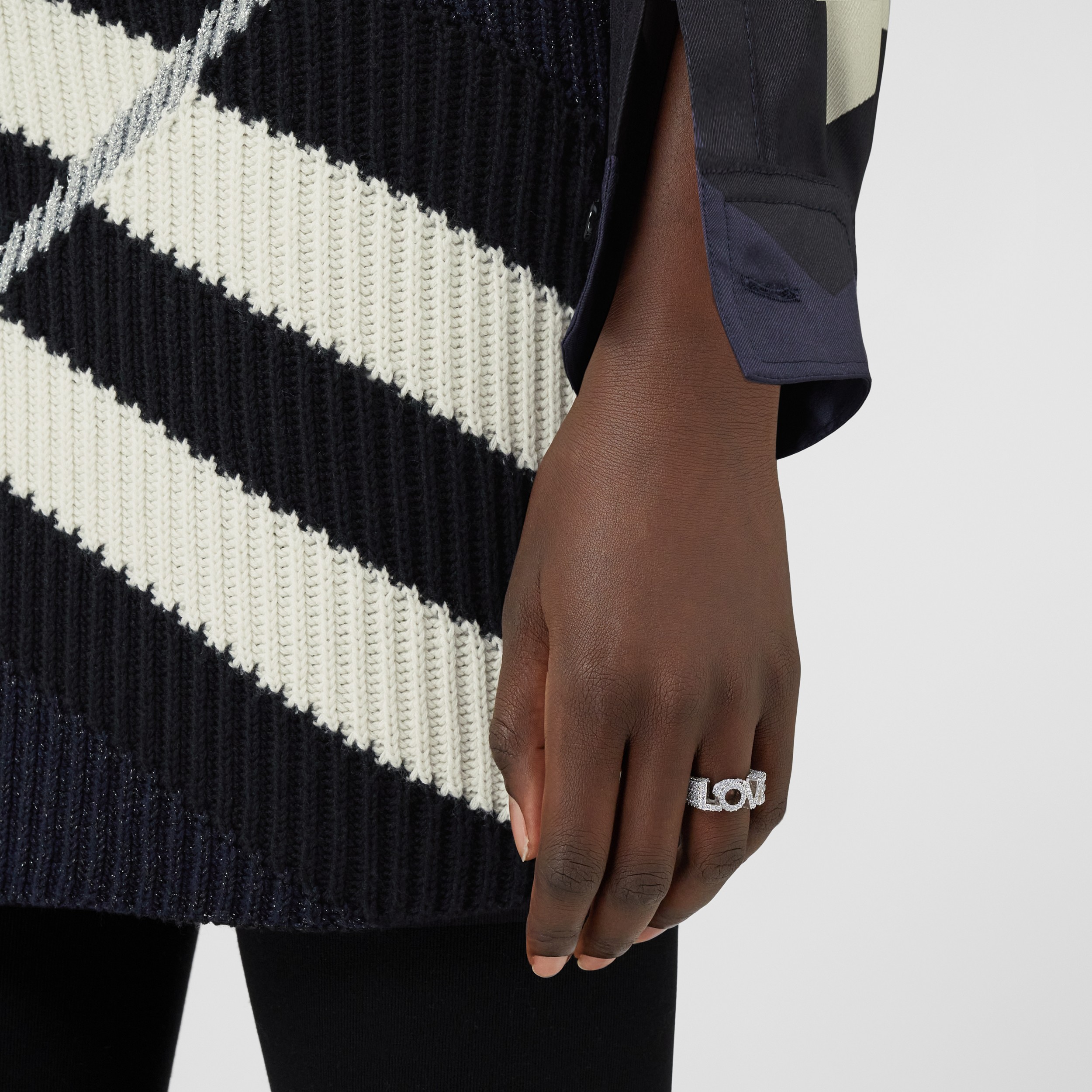 Crystal and Palladium-plated Love Ring – Exclusive Capsule Collection in Palladium/blue - Women | Burberry® Official - 2