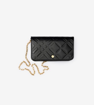 Burberry エンボスチェック チェーンストラップ ウォレット (ブラック) - ウィメンズ | Burberry®公式サイト