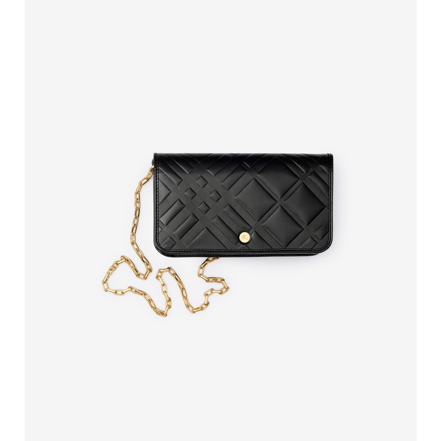 Embossed Check Chain Strap Wallet