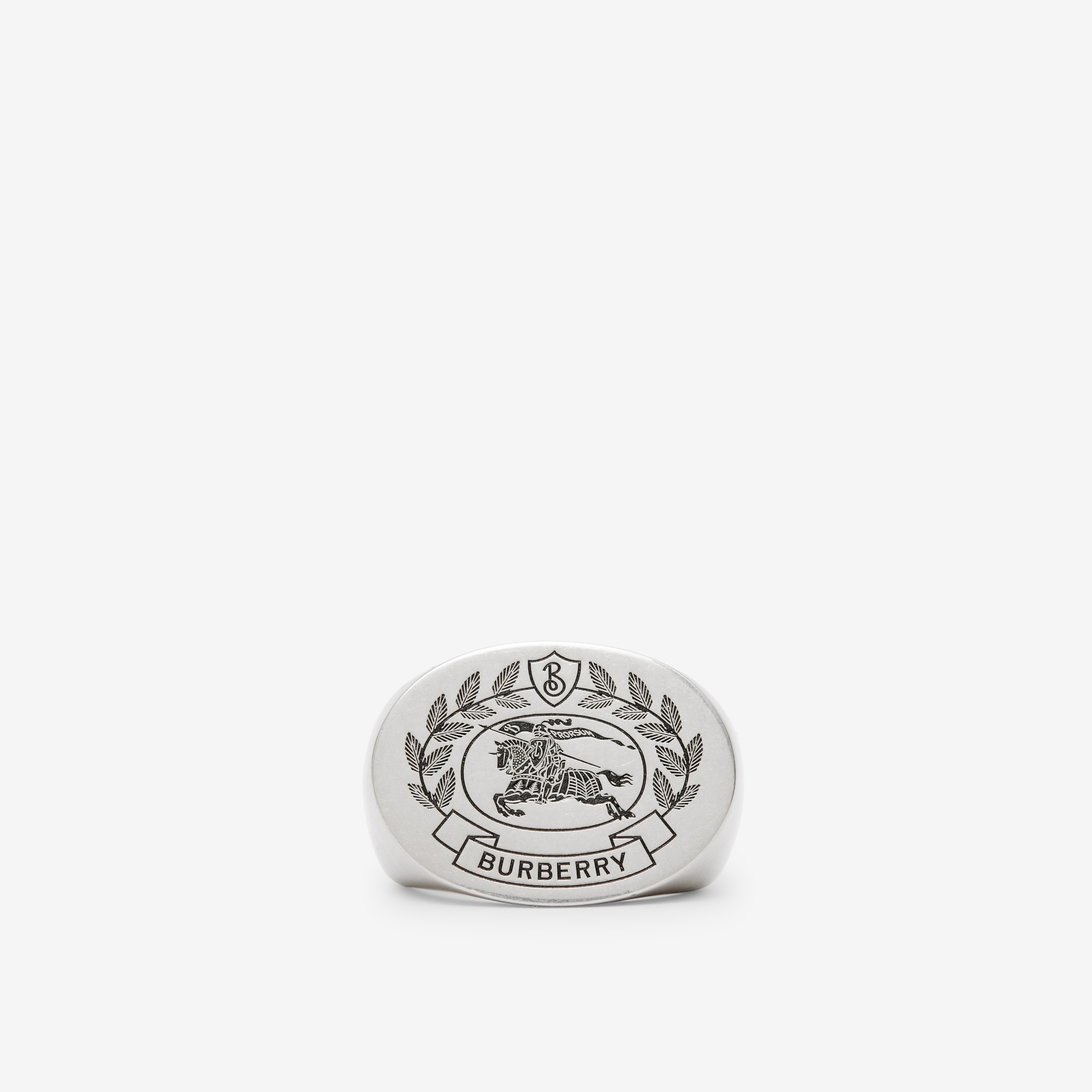 EKD Engraved Palladium-plated Signet Ring in Vintage Steel - Men