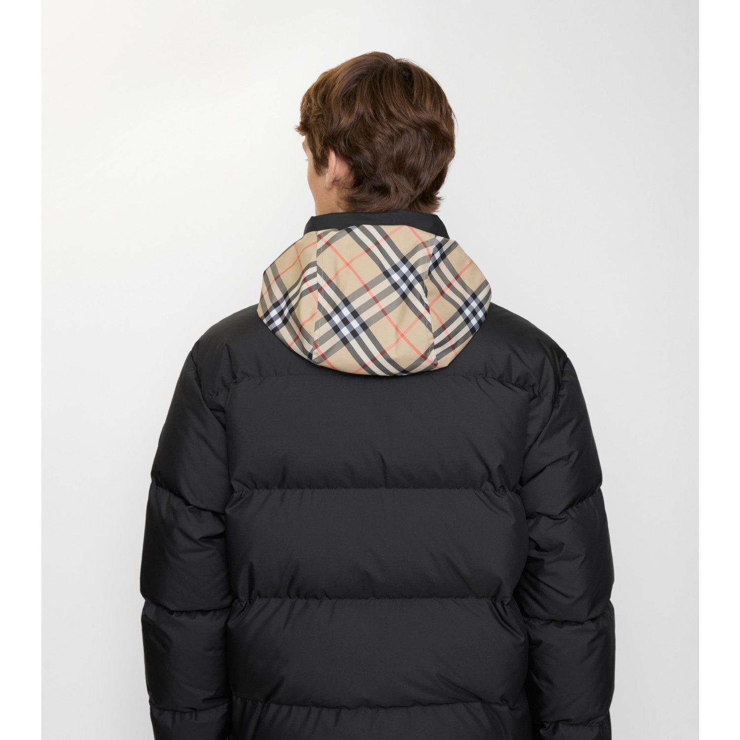 Check Trim Puffer Jacket