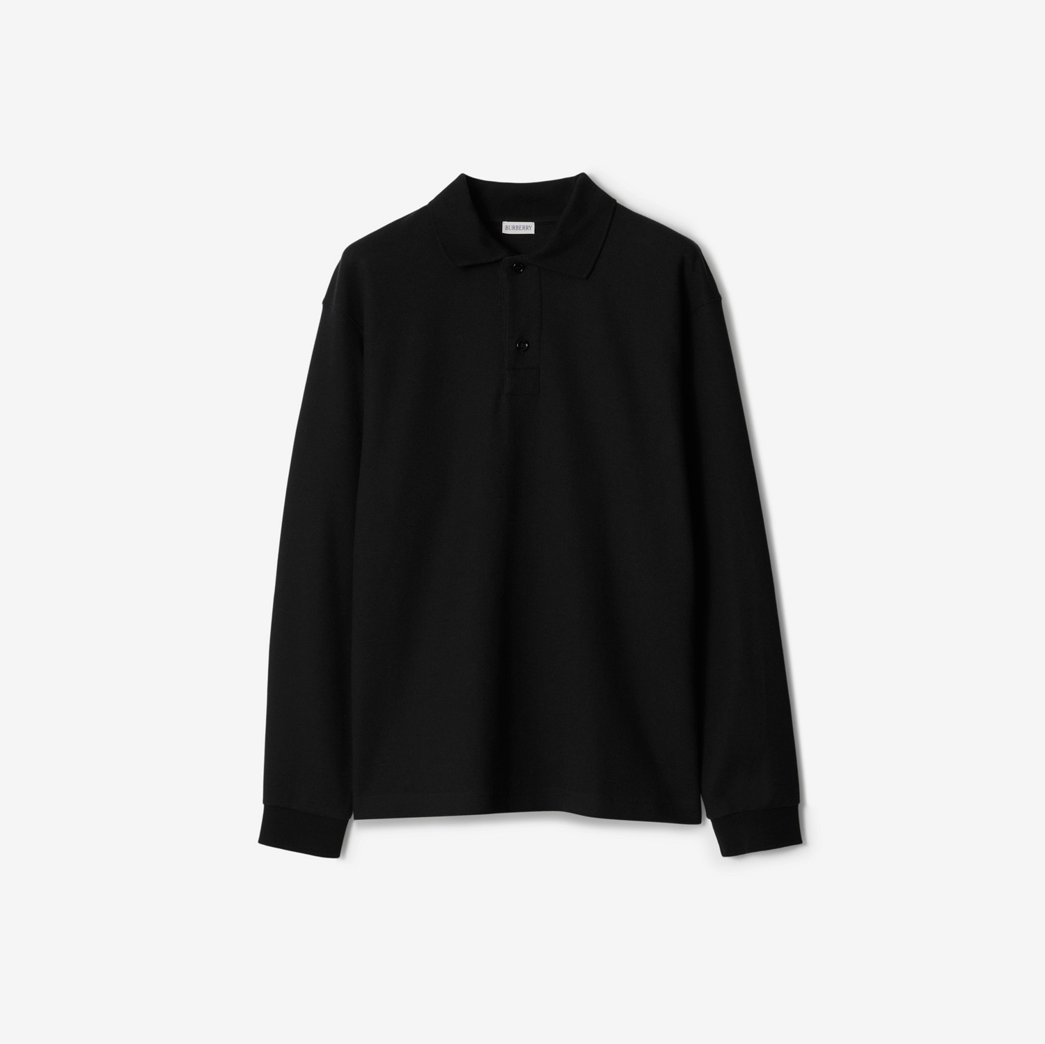 Long-sleeve Cotton Polo Shirt in Black - Men | Burberry® Official