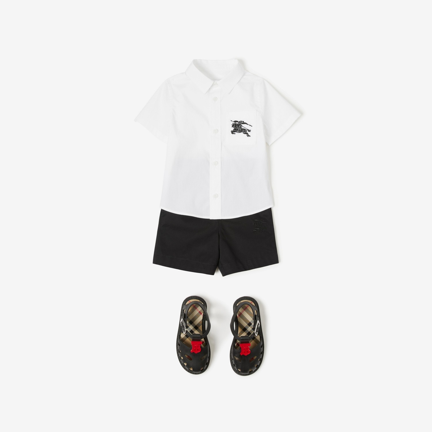 EKD Motif Cotton Twill Chino Shorts in Black - Children | Burberry® Official