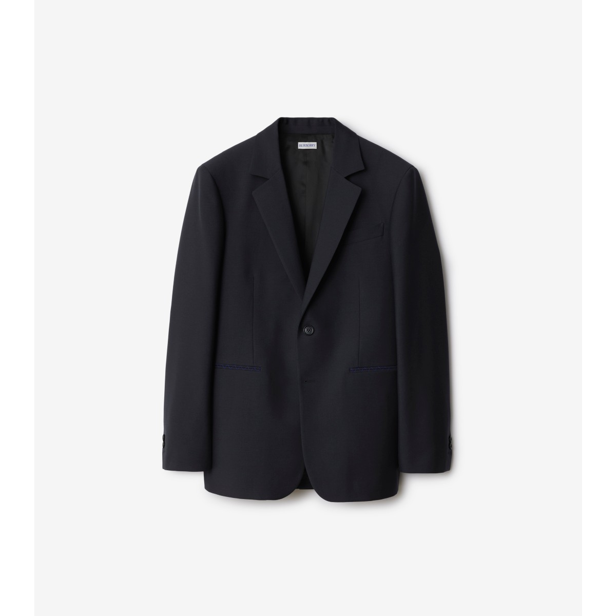 Burberry Tailored Jacket Crafted With Dark Navy Wool Twill In Navy