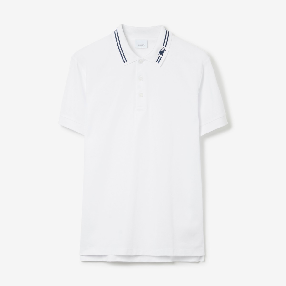 Shop Burberry Cotton Polo Shirt In White