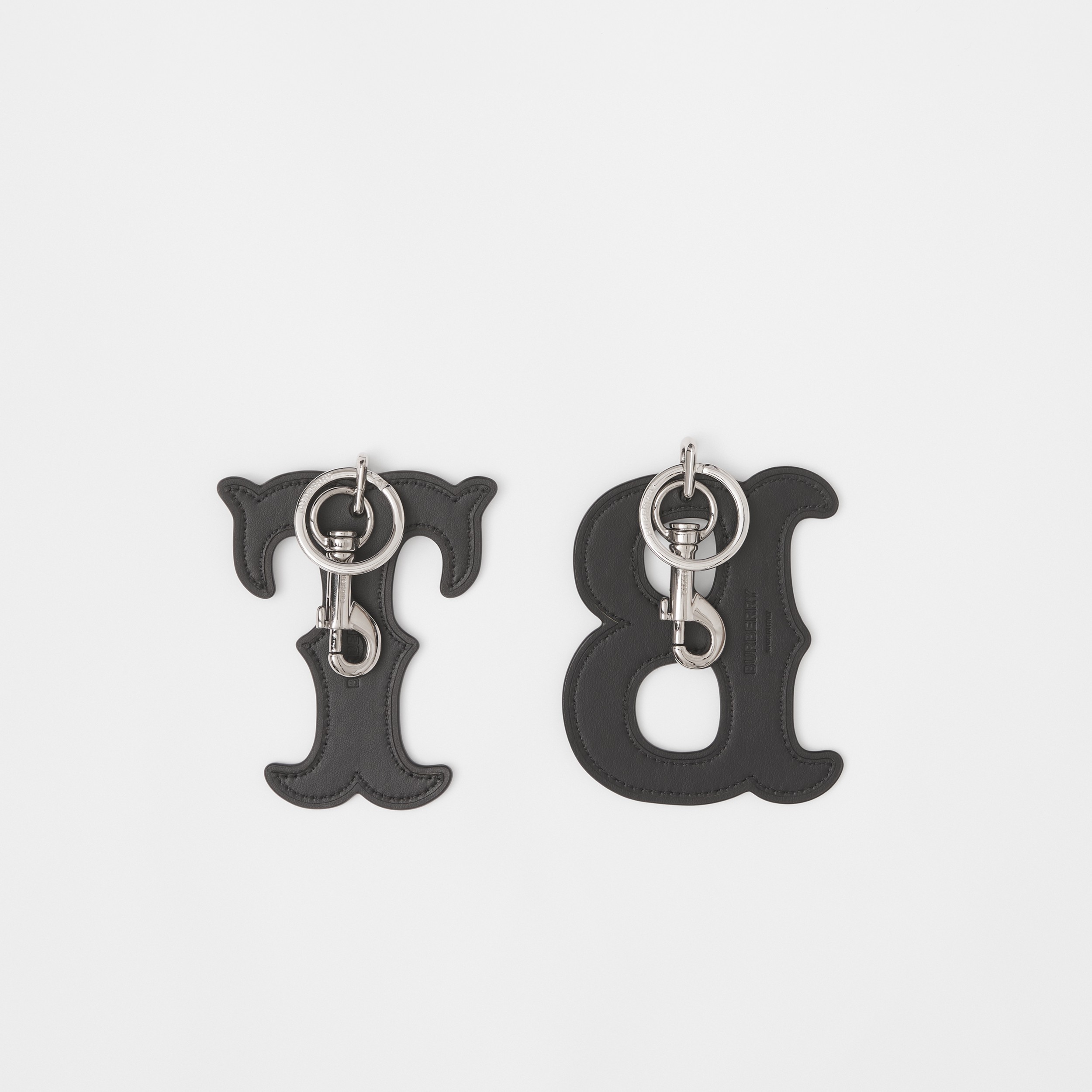Letter Motif Leather Key Charms in Black - Men | Burberry® Official - 2