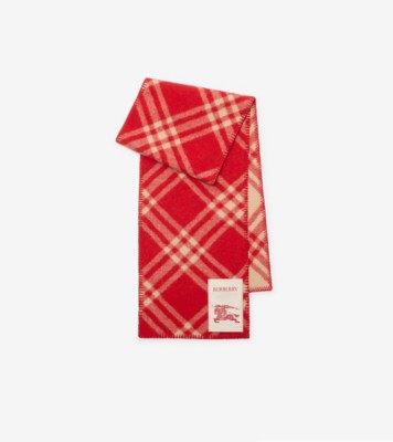 Check Wool Scarf in Crayon red | Burberry® Official