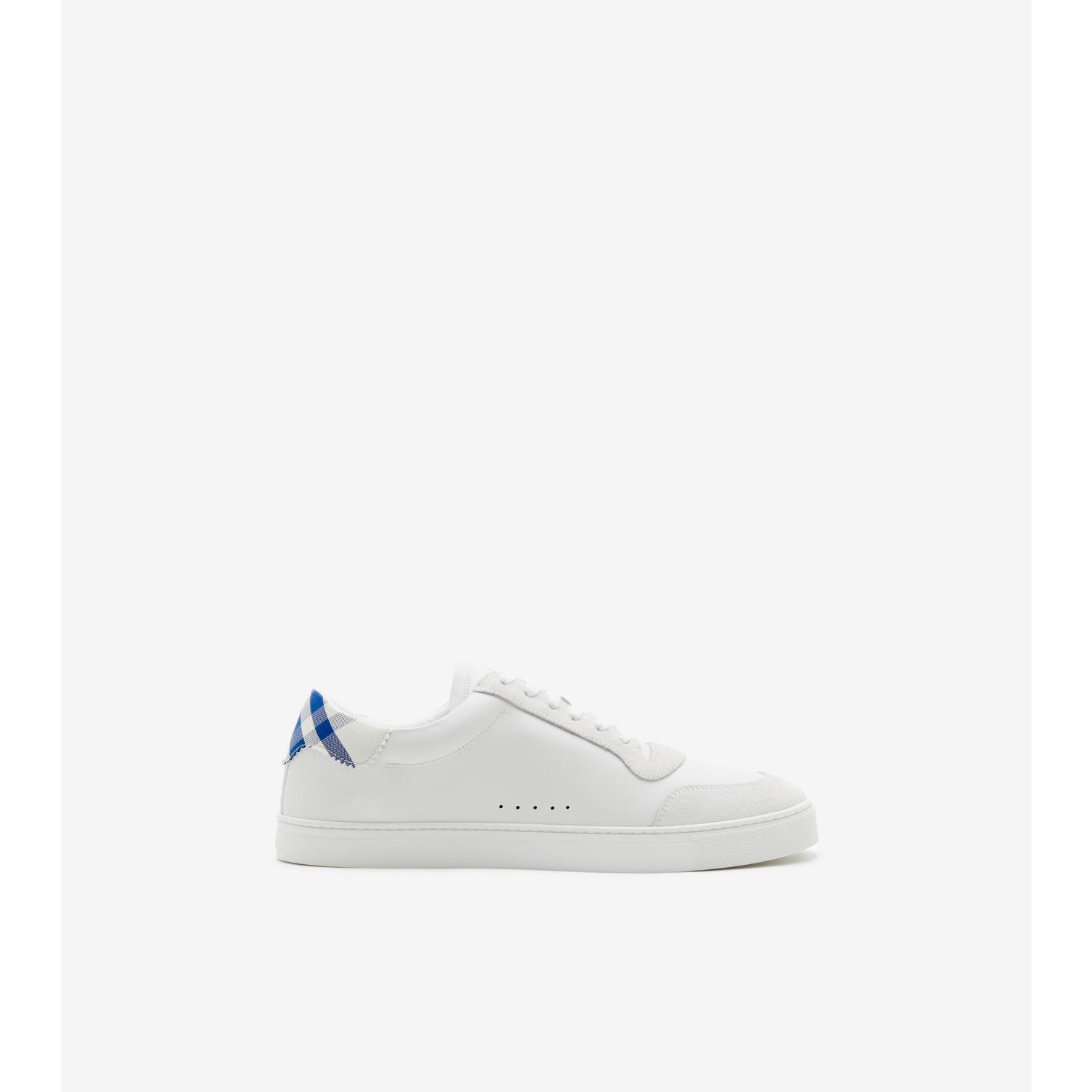 Leather and Check Cotton Sneakers in Optical white knight Men