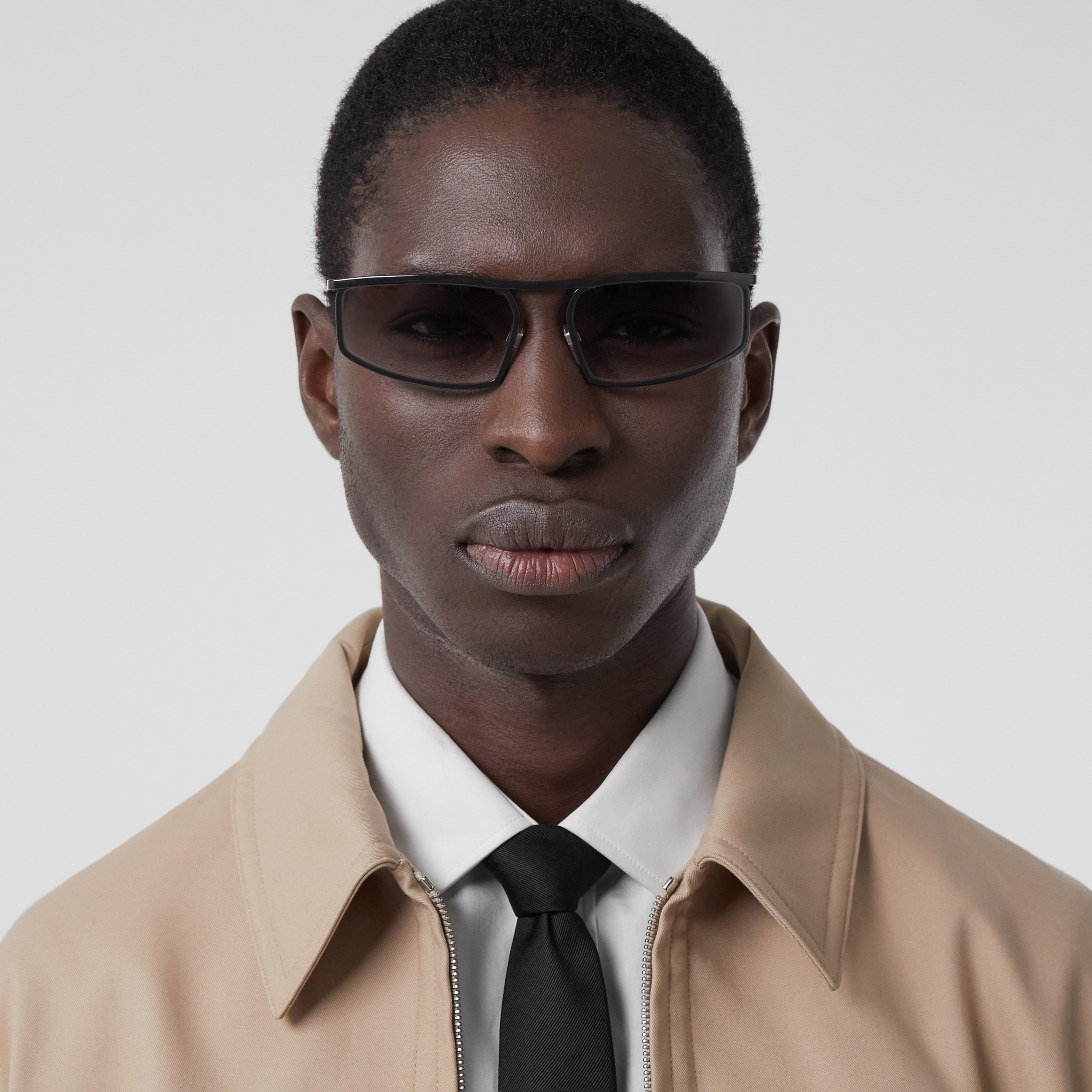 Logo Detail Rectangular Frame Sunglasses in Black Burberry® Official